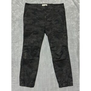 Nili Lotan Pants Womens 10 Cropped Military Carbon Black Cargo Jogger Ankle Zip